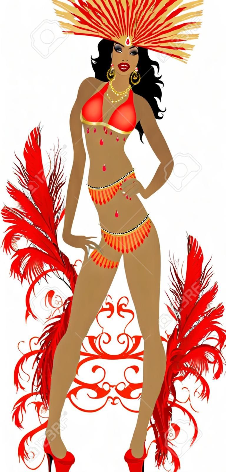 Ilustração vetorial para traje de carnaval ou las vegas showgirl.