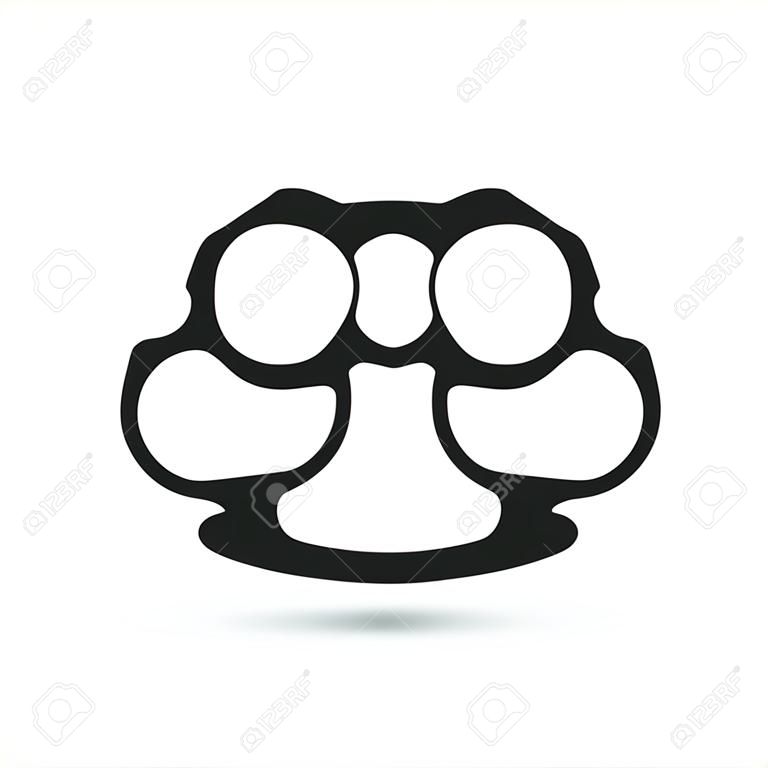 剪影Brassknuckles簡單的象徵。關節噴粉犯罪。矢量插圖隔絕在白色背景。
