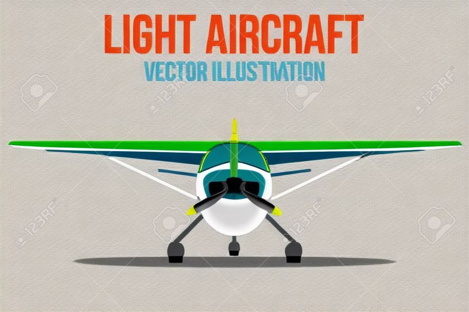 Első tekintettel a polgári Light Aircraft. Vektor illusztráció elszigetelt háttér.