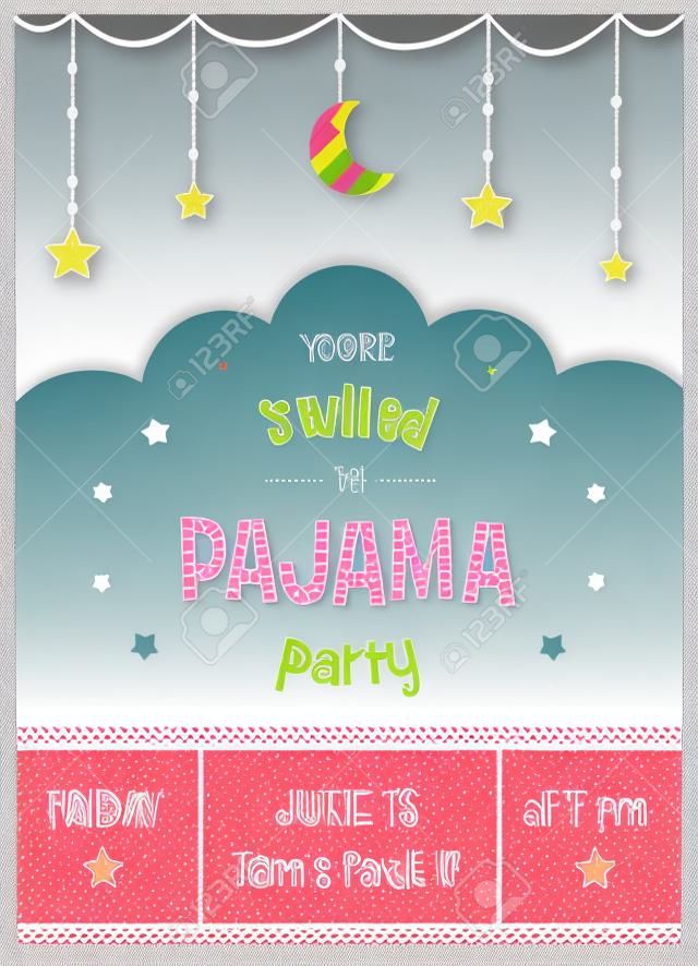 Invitación del partido del Sleepover niños pijama o plantilla del cartel
