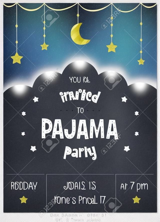 Pajama Sleepover Kinderfeest Uitnodigingskaart of Poster Template