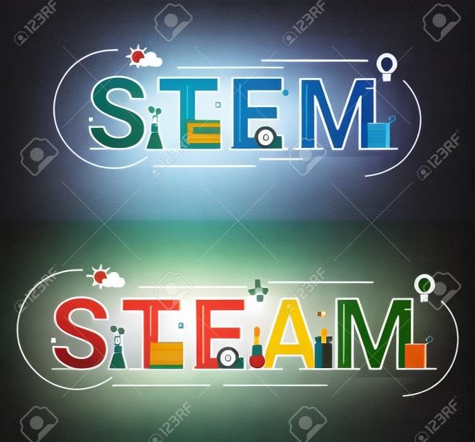 Steam и образование в Steam подходят к концепции векторные иллюстрации.