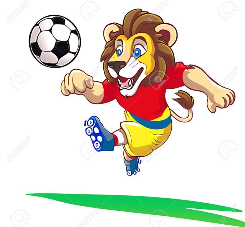 dibujo animado del fútbol de león que juegan