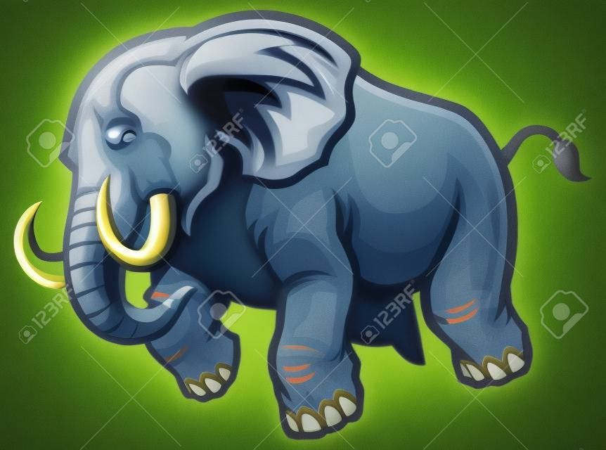 angry elephant mascot charging