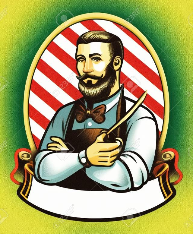 Ilustração retro do homem barbeiro