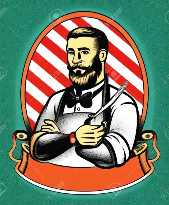 Illustration rétro de l'homme barbier