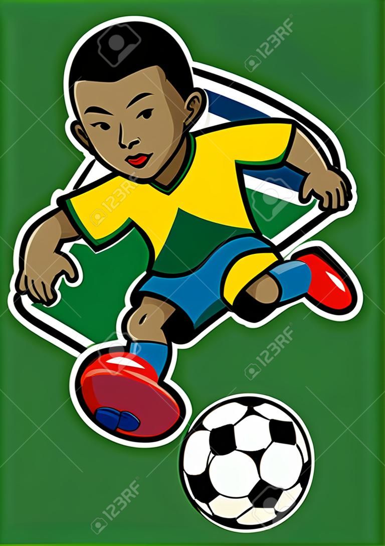 brazil soccer player with flag background