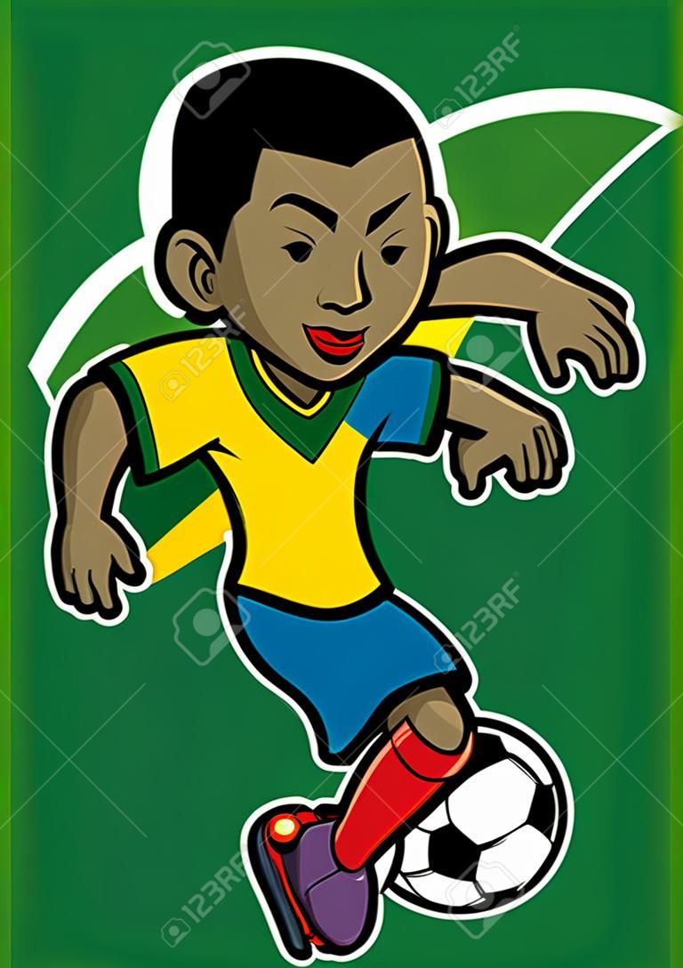 brazil soccer player with flag background