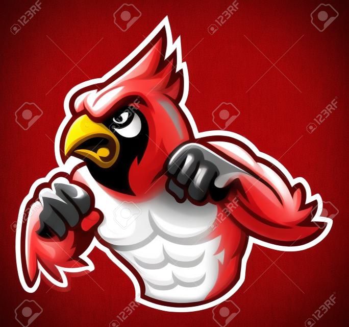 angry cardinal mascot ready to fight