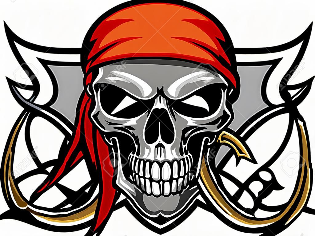 skull of pirate with crossing sword behind
