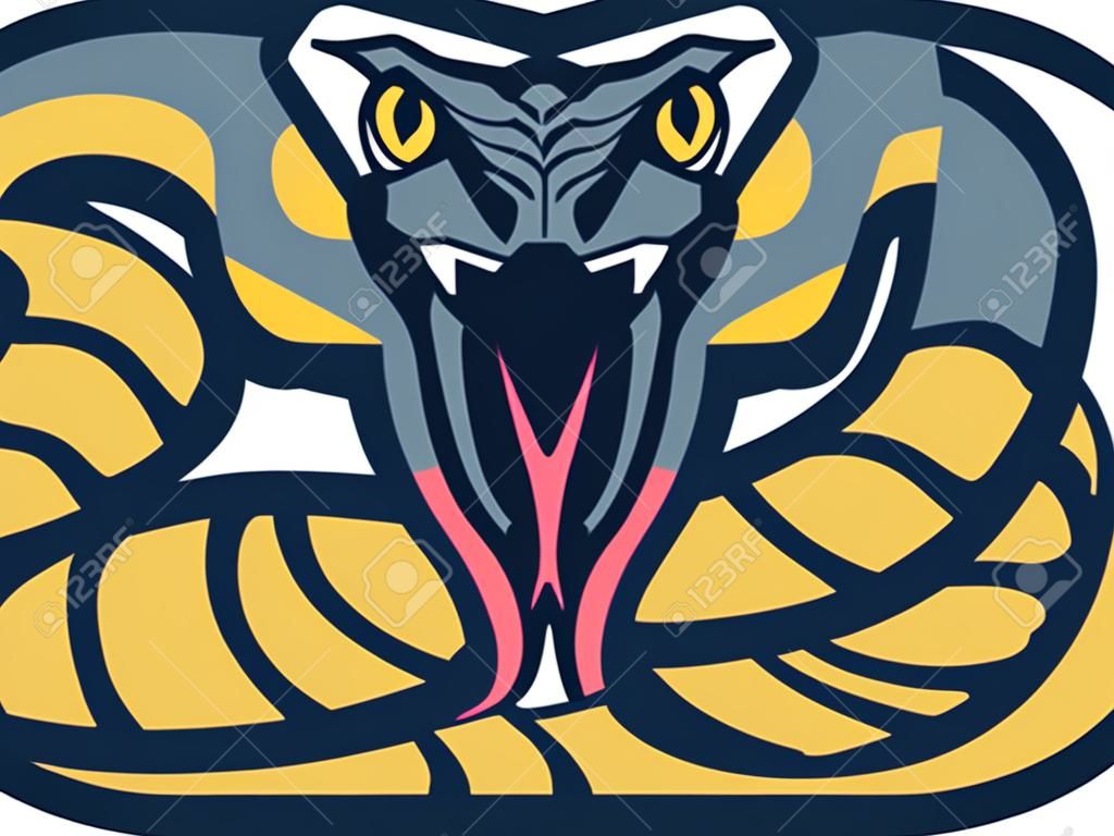 venomous snake in american sport logo style