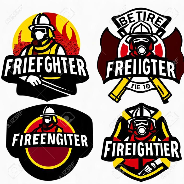 Set von Feuerwehrabzeichen-Designs