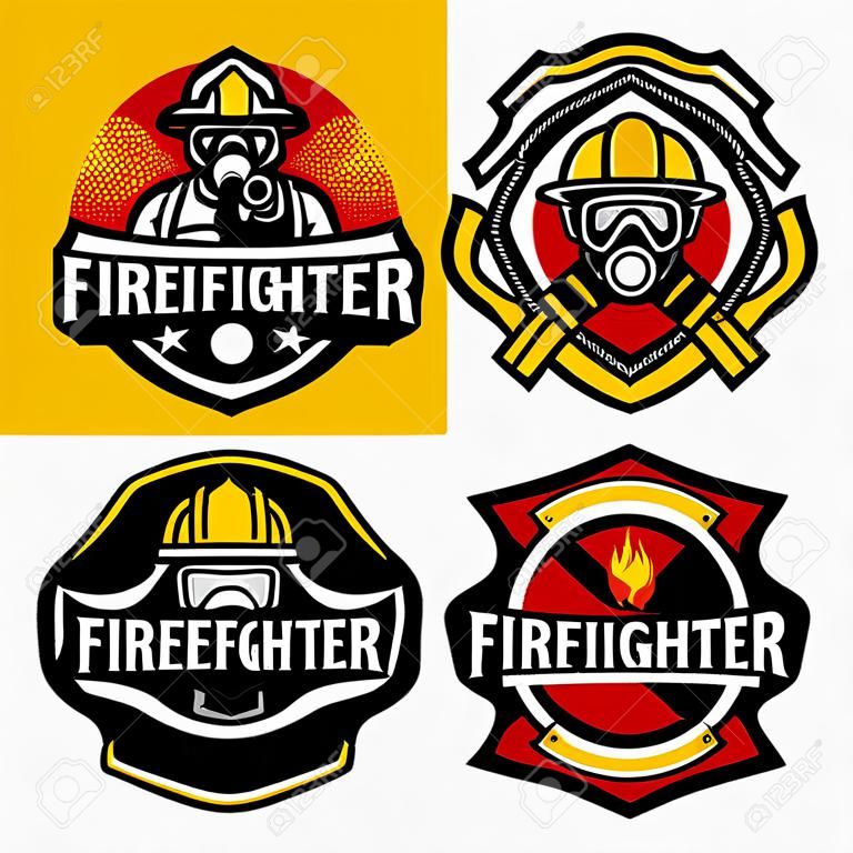 Set von Feuerwehrabzeichen-Designs