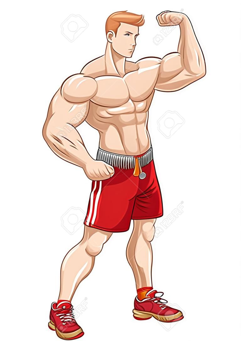 muscle man flexing his bicep