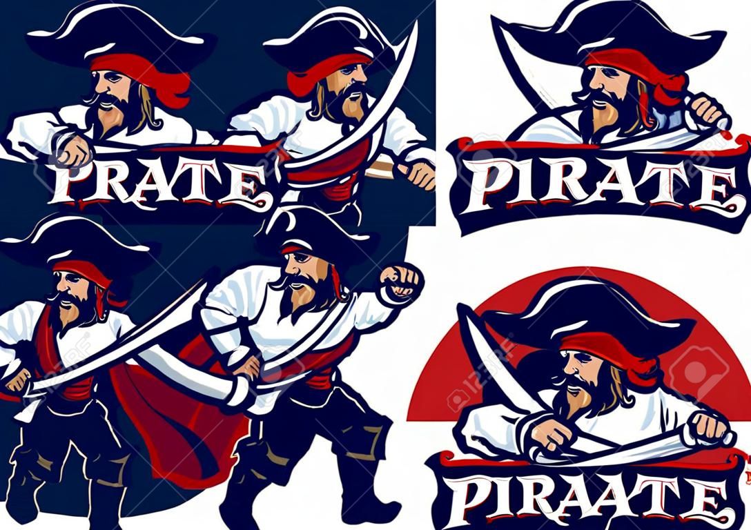 set di mascotte pirata
