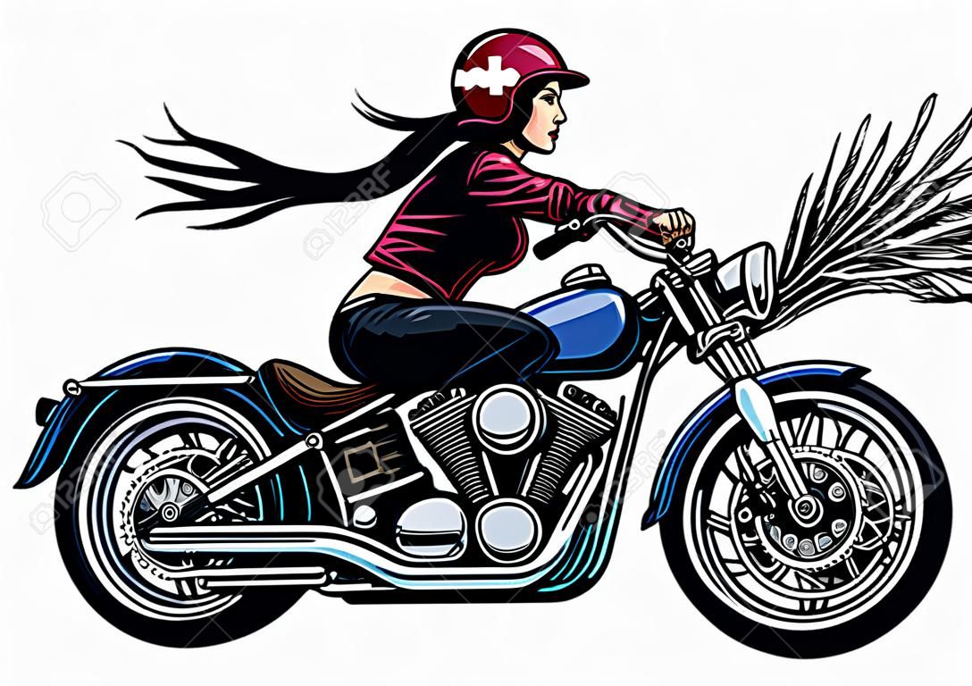girl riding chopper motorcycle