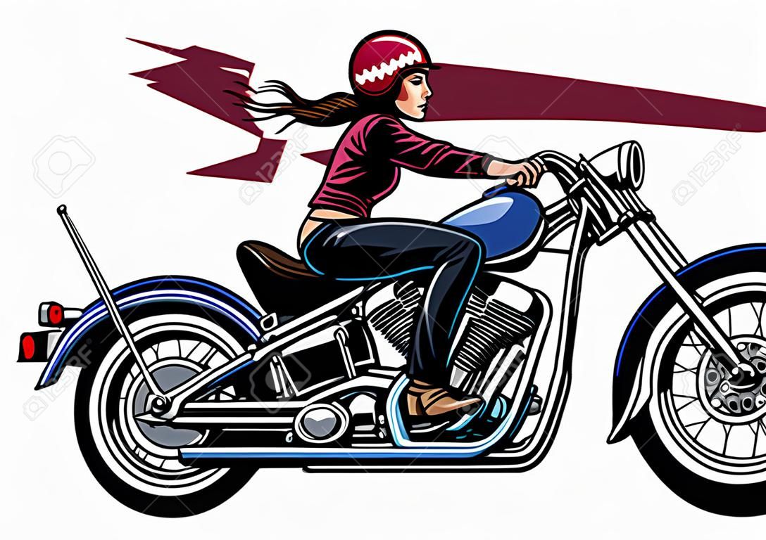 girl riding chopper motorcycle