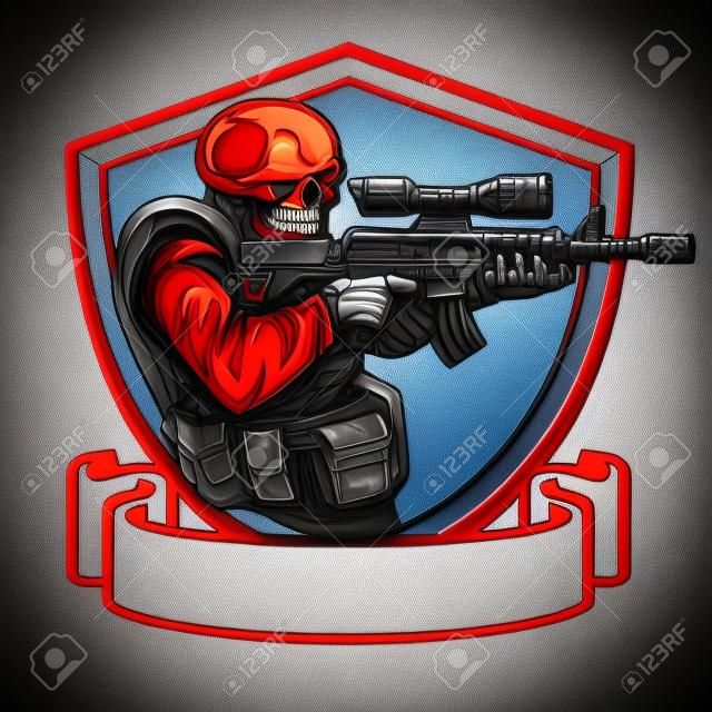 skull soldier badge design
