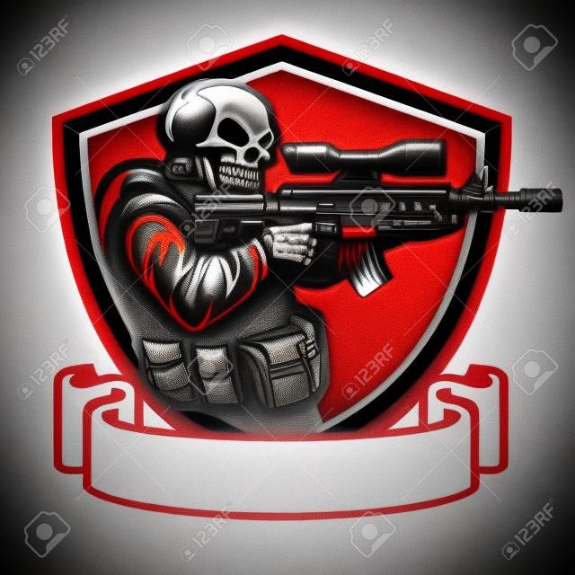skull soldier badge design