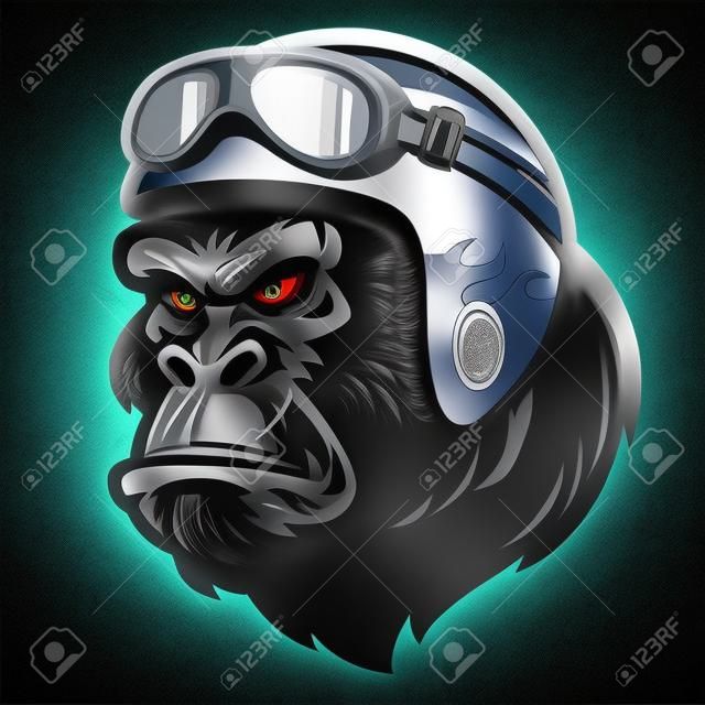 cara de gorila enojado usar casco