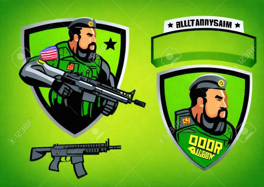 set vector of soldier army mascot