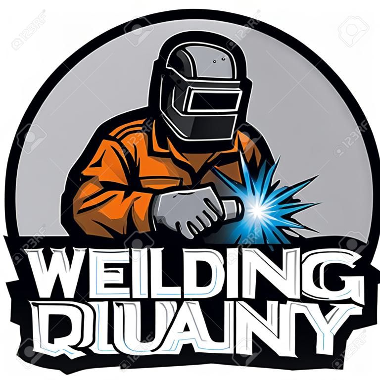 welding badge design with welder worker