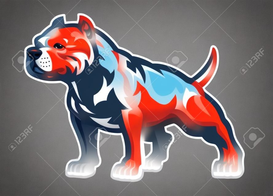muscle pitbull mascot with whole body