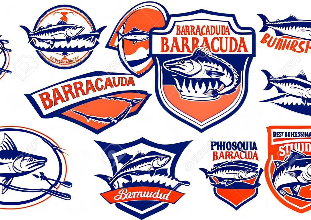 set bundle of barracuda badge design
