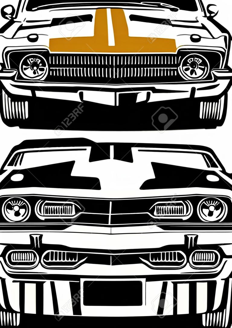 vector of muscle car classic front side look