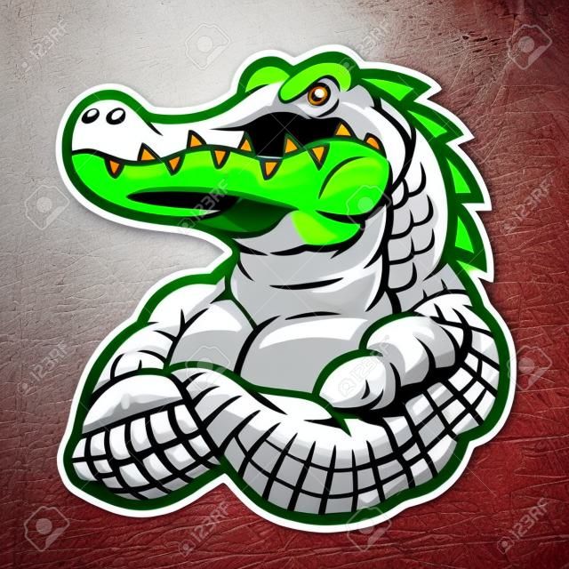 Krokodil-Maskottchen mit riesigem Muskelkörper