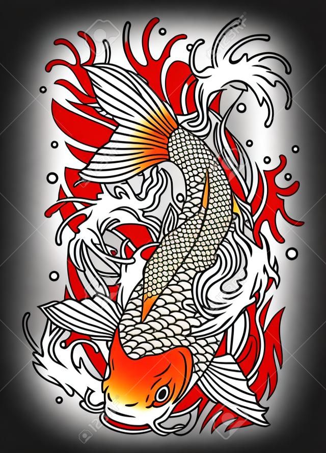 vector van koi vis tatoeage ontwerp in klassieke japan stijl
