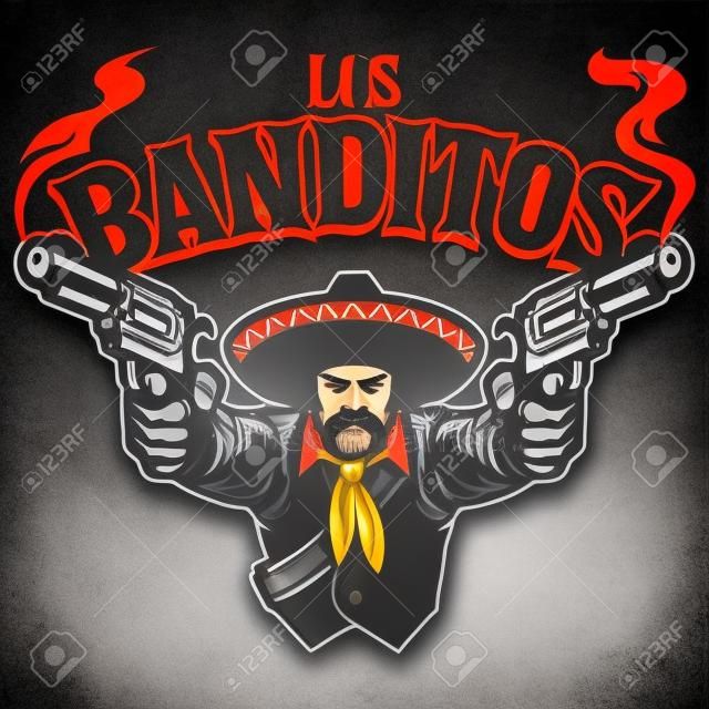 Uomo messicano che punta due pistole