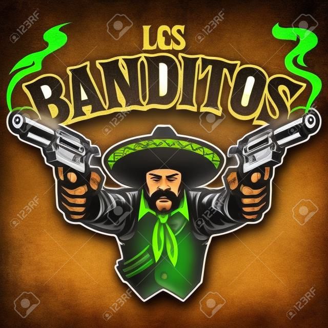 Uomo messicano che punta due pistole