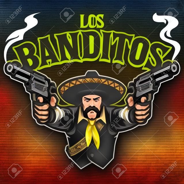 Mexican man aiming two guns