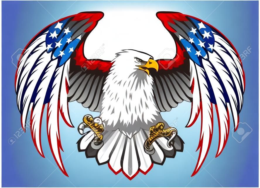vector of bald eagle with american flag color