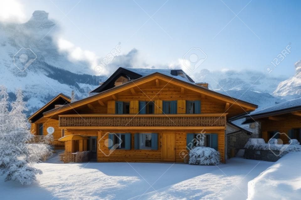 Chalet-Haus in einer kleinen Schweizer Gemeinde, nicht-touristischer Ort