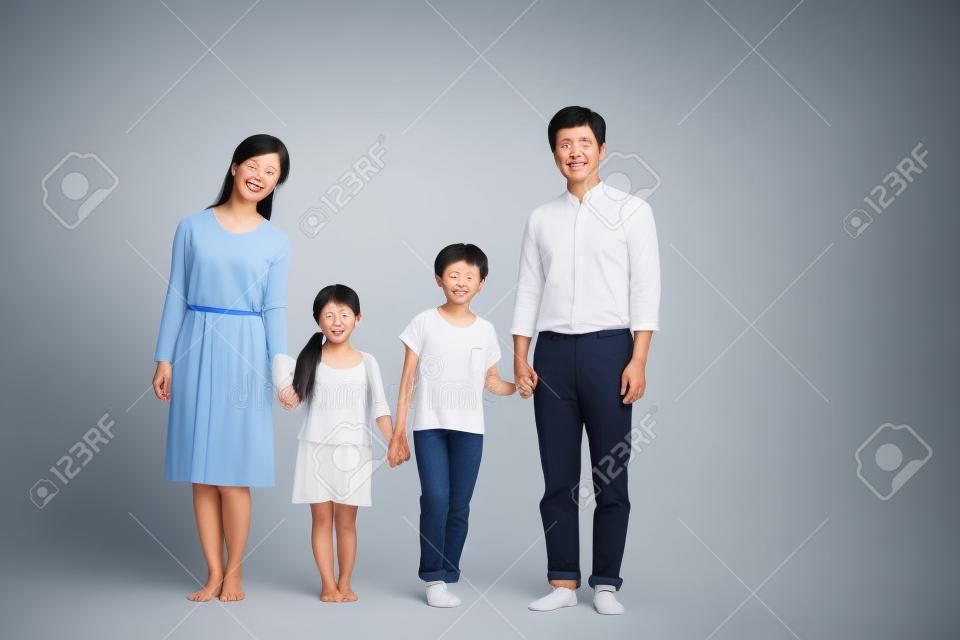 Asian Family Portrait / Isolated on White