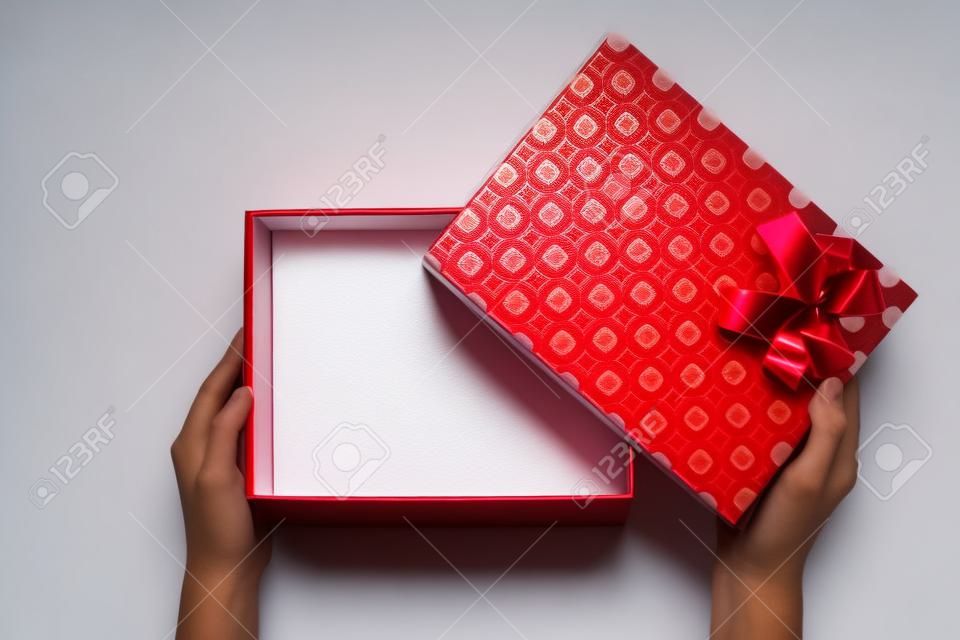 Close up shot of a red gift box-isolated on white