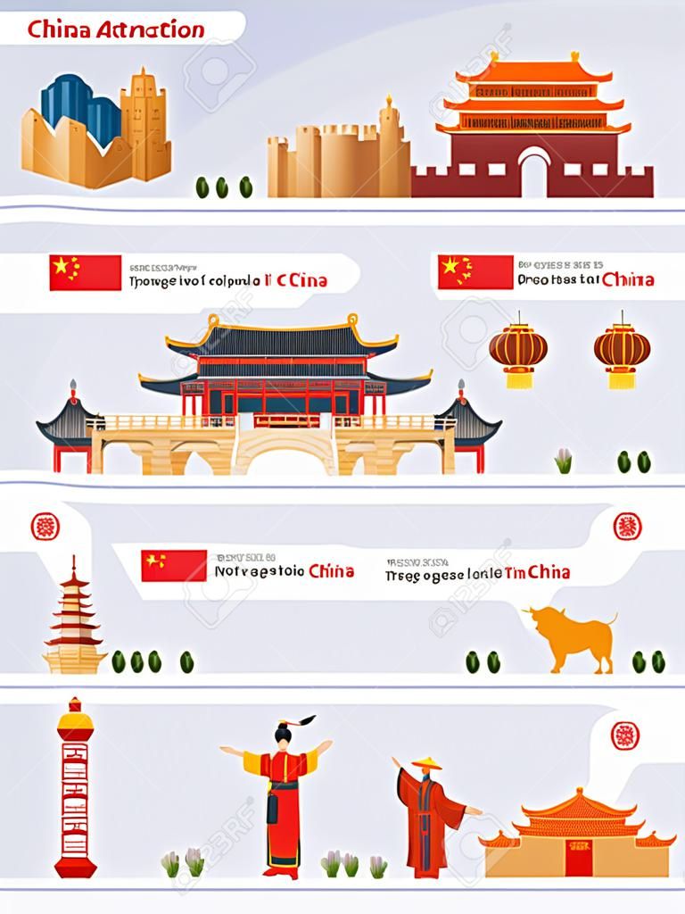 Infográfico de atração de China com ícone