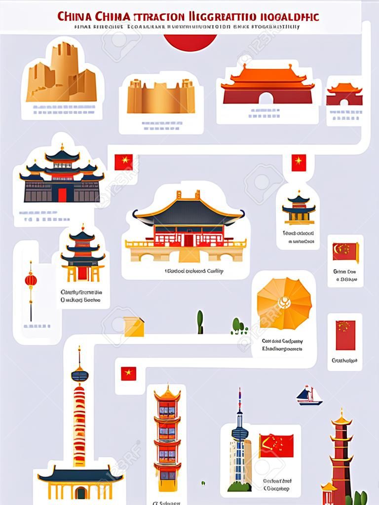 Китай аттракцион инфографики со значком