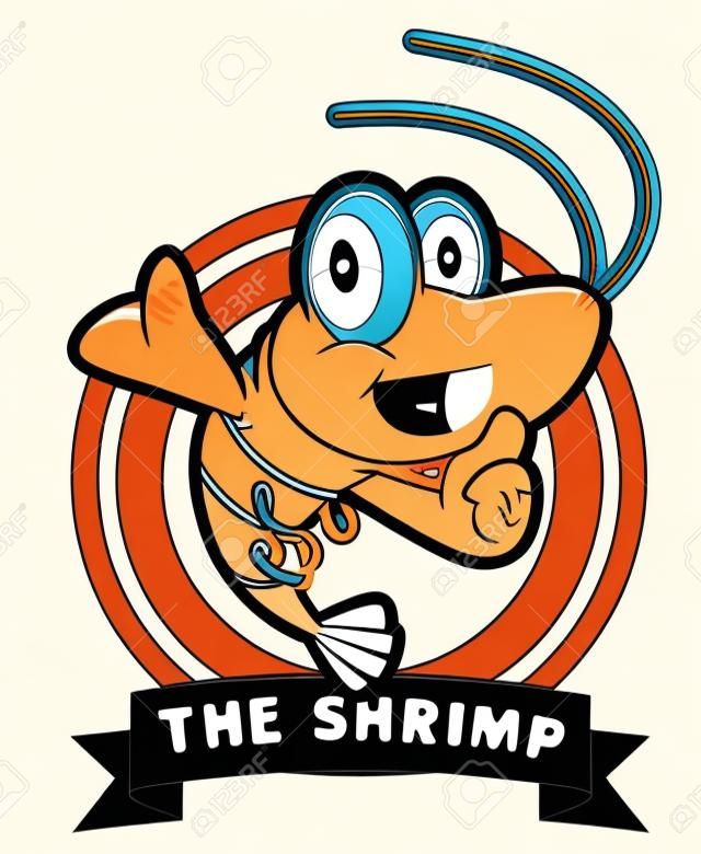 Vector illustration of Animals set Cartoon isolated on white background. Shrimp