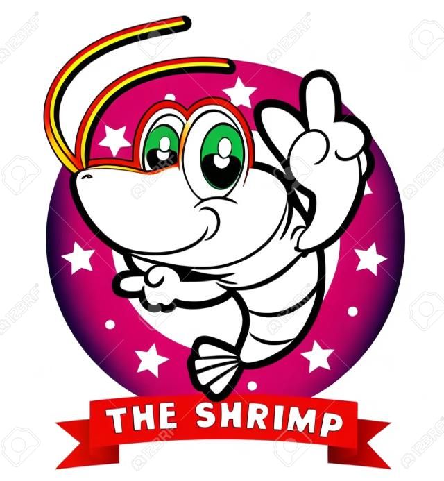 Vector illustration of Animals set Cartoon isolated on white background. Shrimp