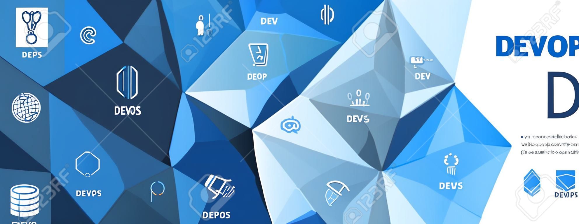 DevOps Icon Set w Dev Ops Web Header Banner
