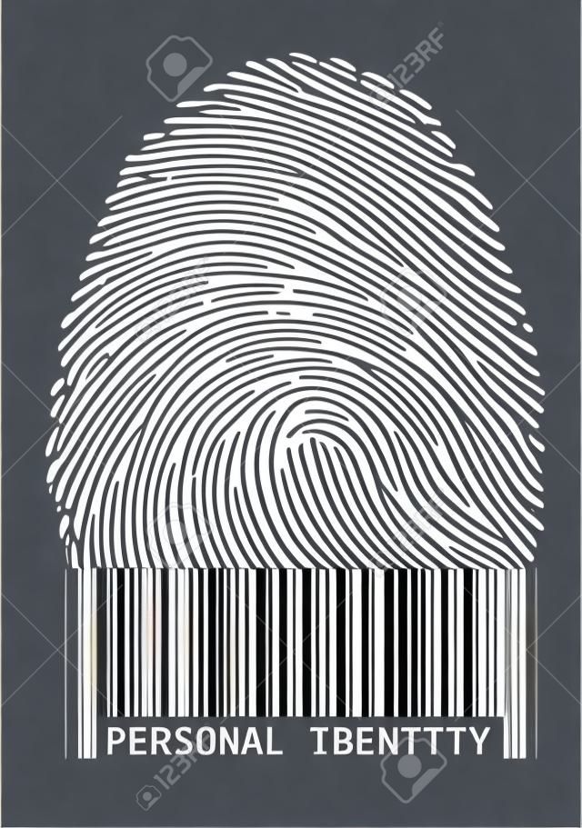 personal identity, fingerprint with barcode, vector