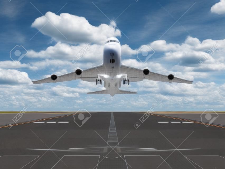 Nagyon nagy felbontású 3d renderelő egy repülőgép felszállás