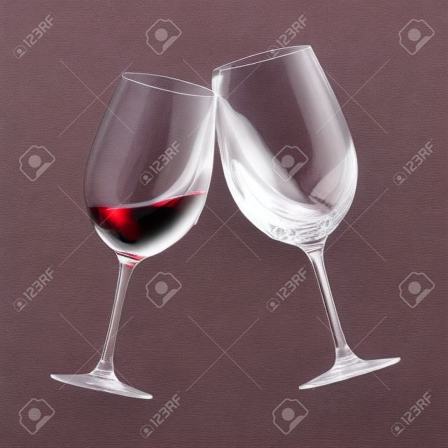 烤两红葡萄酒的透明玻璃