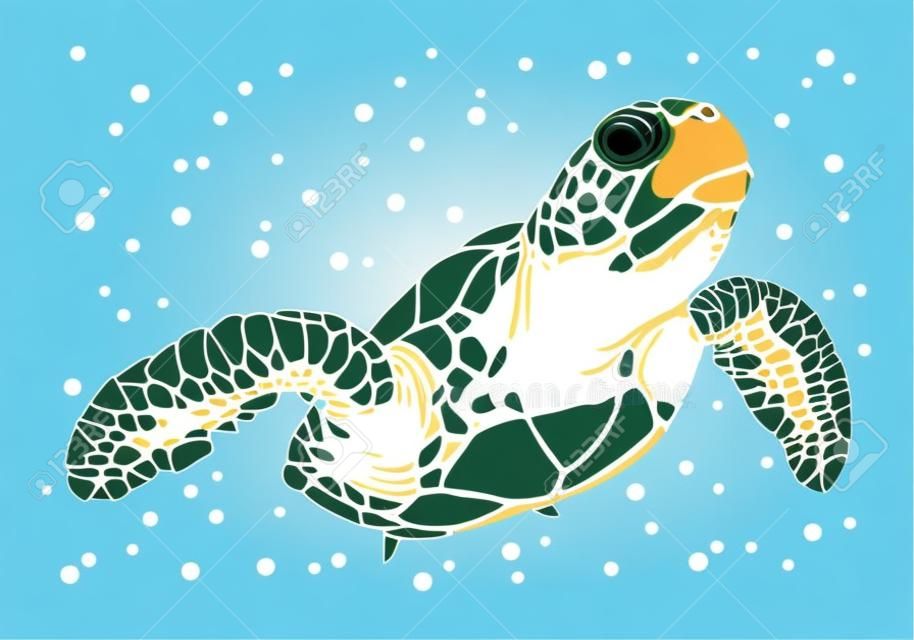 흰색 배경에 거북이 디자인의 바다거북 벡터의 그래픽 바다거북 벡터 그림