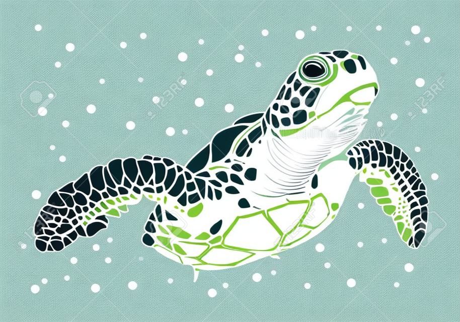 흰색 배경에 거북이 디자인의 바다거북 벡터의 그래픽 바다거북 벡터 그림