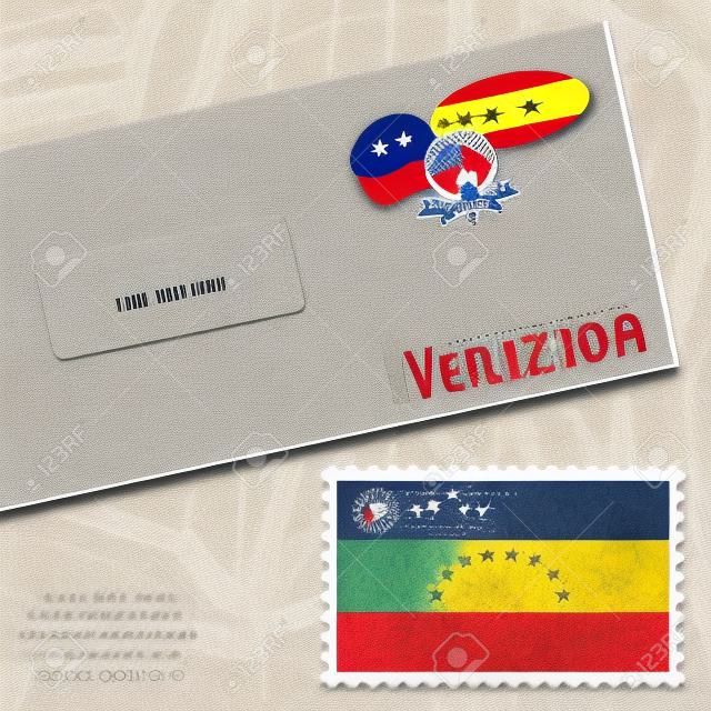 Design busta Venezuela con timbro di bandiera del paese e timbratura postale
