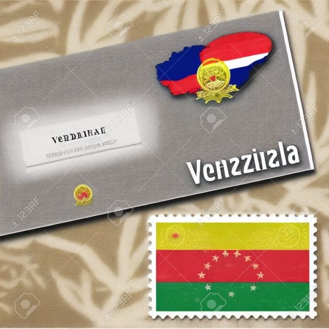 Design busta Venezuela con timbro di bandiera del paese e timbratura postale